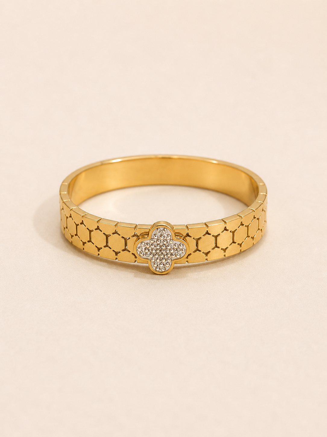 Clover Crystal Gold Bangle