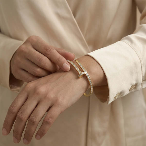 Gold Nail Design Crystal Bracelet