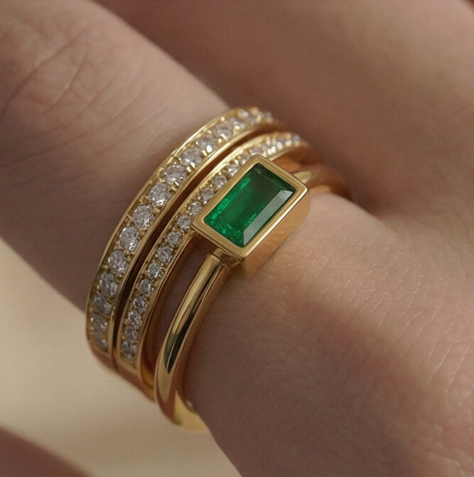 Emerald Glow Gold Ring