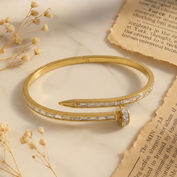 Gold Nail Design Crystal Bracelet